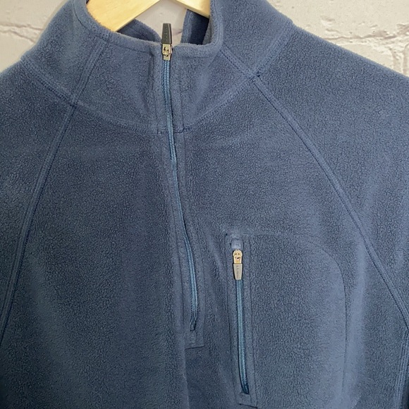 L.L. Bean Fleece  1/4 zip pullover sweater sweatshirt navy blue zipper pocket L - Picture 2 of 9